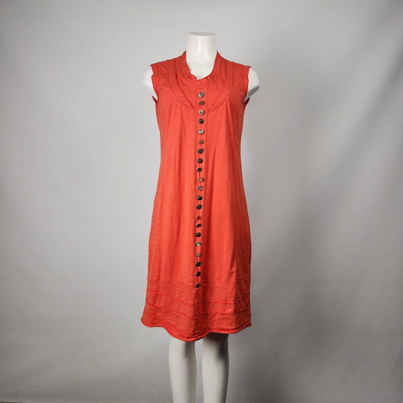 Neon Buddha Orange Cotton Sleeveless Dress Size S - Picture 1 of 8